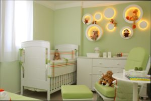 Seleção de cores para quarto de bebê. Verde