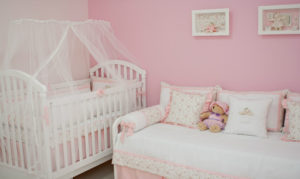 Seleção de cores para quarto de bebê. Rosa